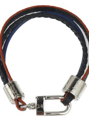 Louis Vuitton Damier canvas leather bracelet with charm